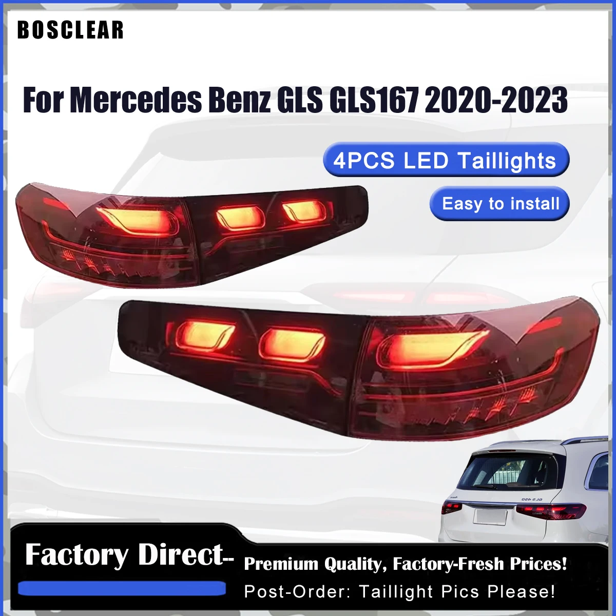 Car Styling for Mercedes GLS Tail Lights 2020-2023 GLS167 Taillights Rear DRL Fog Brake Turn Signal Reversing Lamps Accessories