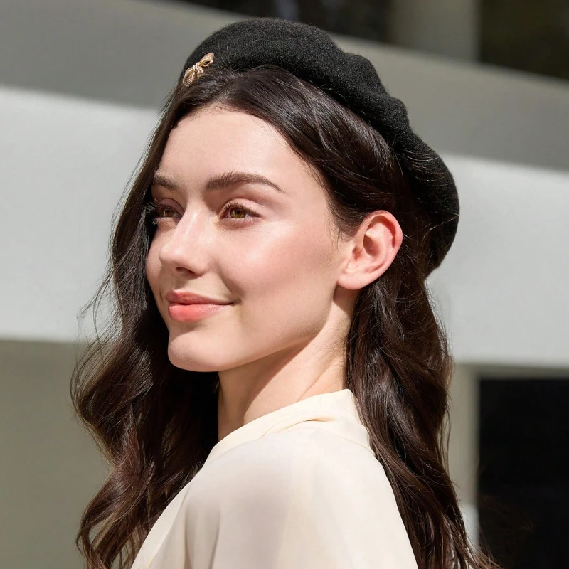 1 قطعة قبعة بيريه شتوية دافئة للنساء ، خريف/شتاء ، نمط اليقطين الفرنسي الرجعية ، أزياء سيدة كورية ، قبعة دافئة من الصوف الياباني غير رسمية