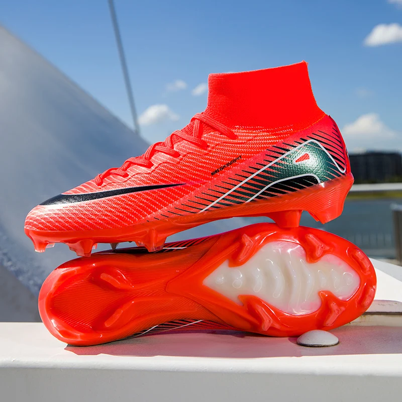 Soccer Cleats Boys Youth Training Football Cleats Athletic Outdoor Girls Soccer Shoes High-top Kids Football Shoes