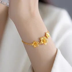 High quality 9999 womens bracelet 18K real gold AU750 high-end peach blossom source bracelet womens flower wrist chain