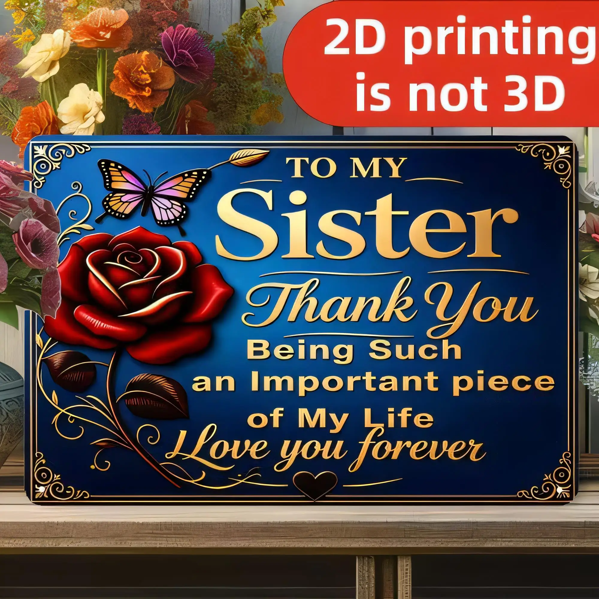 Tin Sign for My Sister Thank You Being Such an Important Piece of My Life I Love You Forever 2D Printing Vintage Metal Wall Art