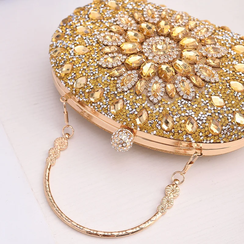 Bolsas De Embreagem De Strass Para Mulheres, Bolsa Redonda Dourada, Cristais Bolsas De Festa, Designer De Diamante, Bolsas Crossbody, Marca De Luxo, 2024