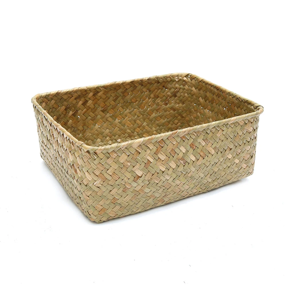 Handmade Straw Dried Flower Fruit Pot Basket Rattan Box Candy Earphone Panier De Rangement Organizer Useful Storage  Cesto