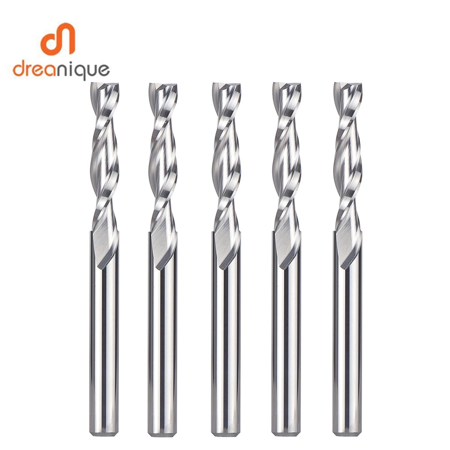 

Dreanique 5 шт./лот 2 флейты спиральные фрезы с хвостовиком UpCut 3,175-12 мм HRC55 твердосплавная концевая фреза с ЧПУ для резки древесины