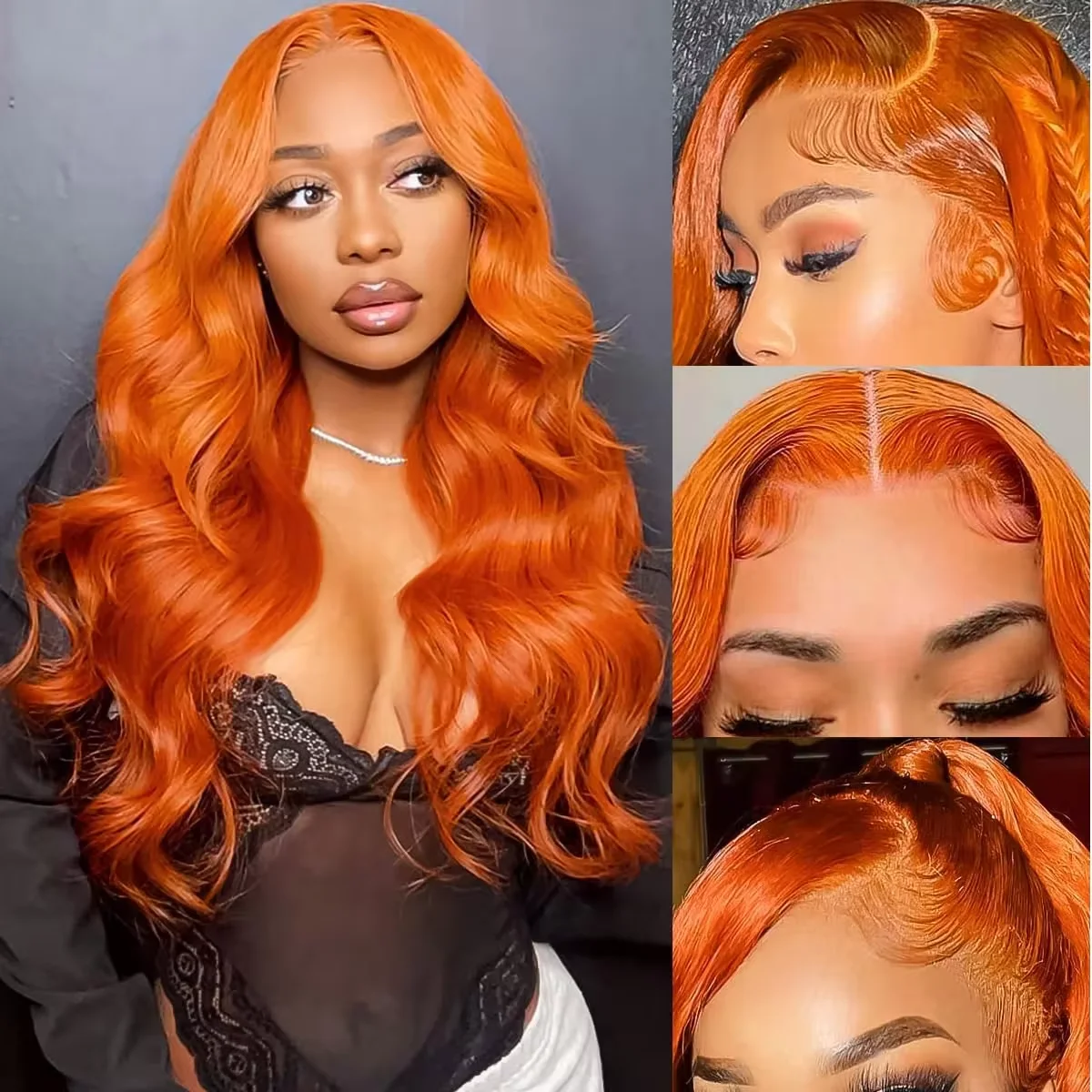 Ginger Orange 13x6 HD Lace Front Wigs Human Hair Bone Body Wave 13x4 Human Hair Lace Frontal Wigs Transparent Lace Wig For Women