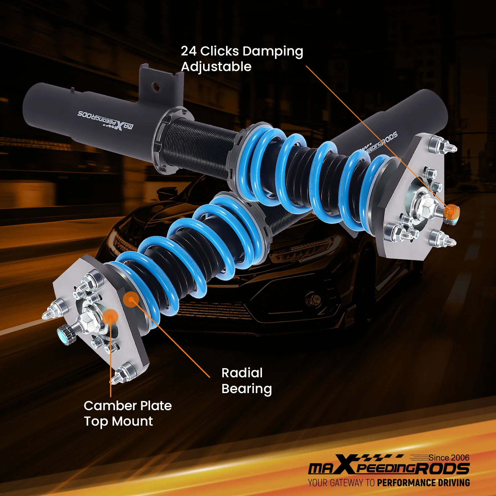 MaXpeedingrods T6 Coilover Suspension Damper Kit For VW Jetta Golf MK5 MK6 05-16 Coilovers Suspension Struts Springs Lowering