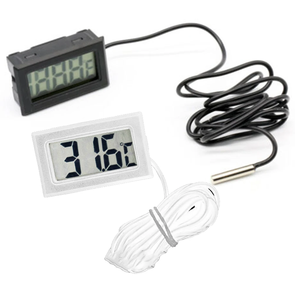 LCD Digital Thermometer with Waterproof Sensor Probe Temperature Gauge for Refrigerated Cabinets and Display Counters