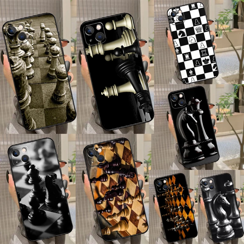 Chess Board Dark Horse Case For iPhone 11 12 13 14 15 16 Pro Max XS X XR Plus 12 13 mini Phone Cover