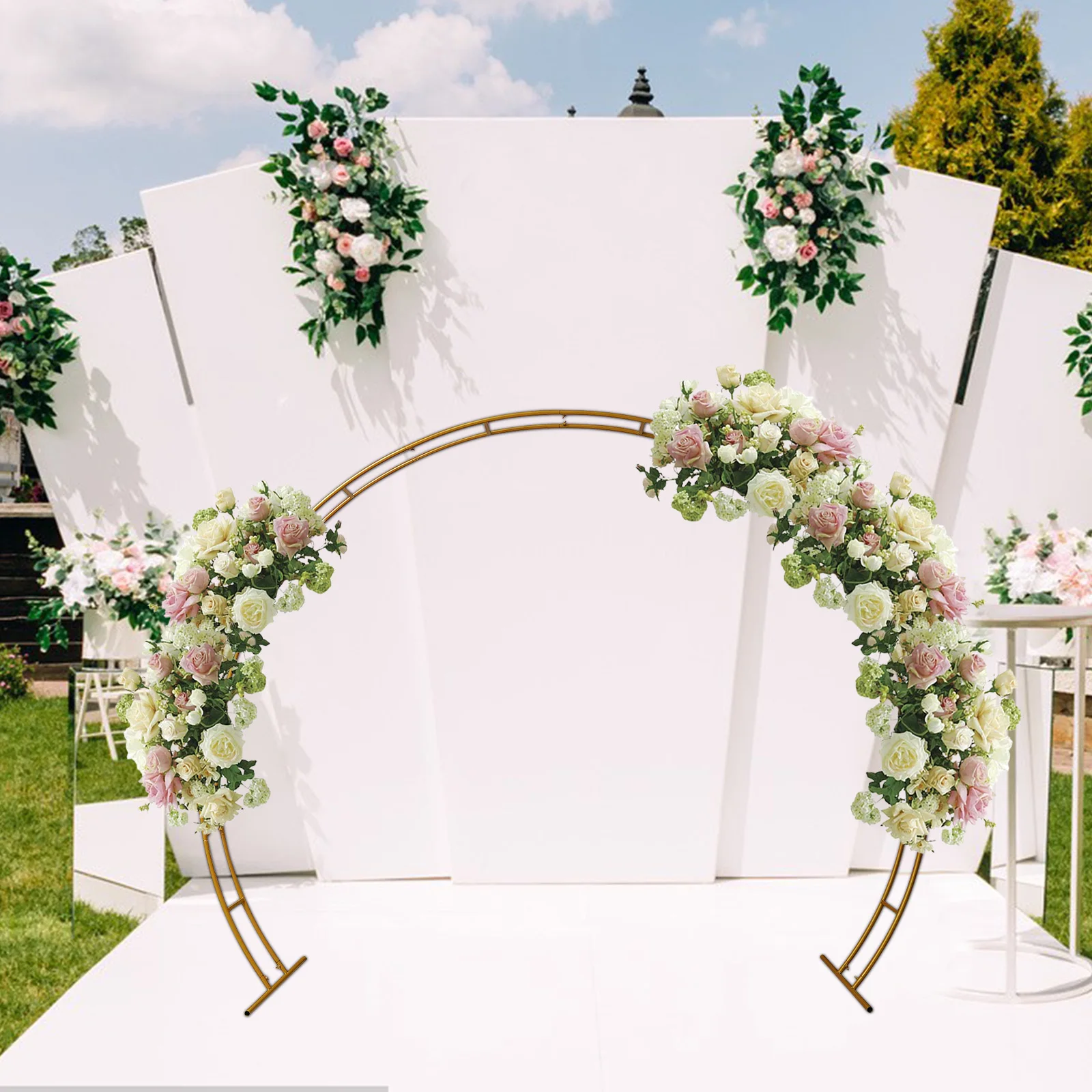 2.3*2.7m Wedding Arch Stand with Bases, Easy Assembly Garden Arch Metal Abor for Weddings Party Event Decoration