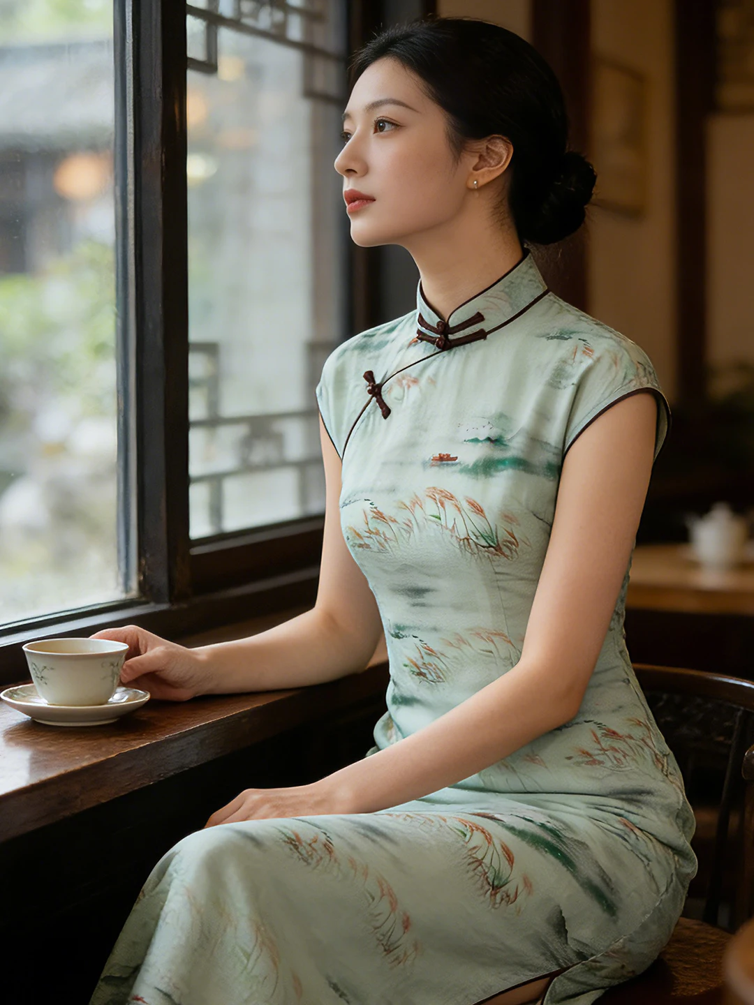 

Dorabana Ele Floral Print Qipao Young Retro Sle Breathable Mid-Length Skirt ort Sve Daily Wear Spring 2026 New Model