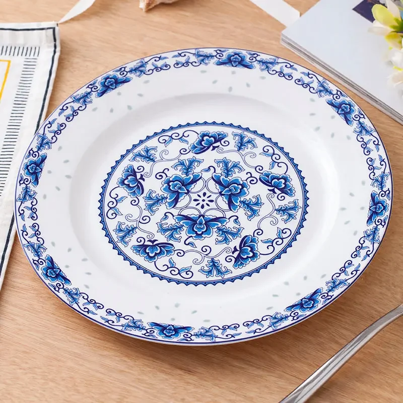 Plates and dishes Household Jingdezhen ceramics 10-inch blue and white porcelain dinner plates