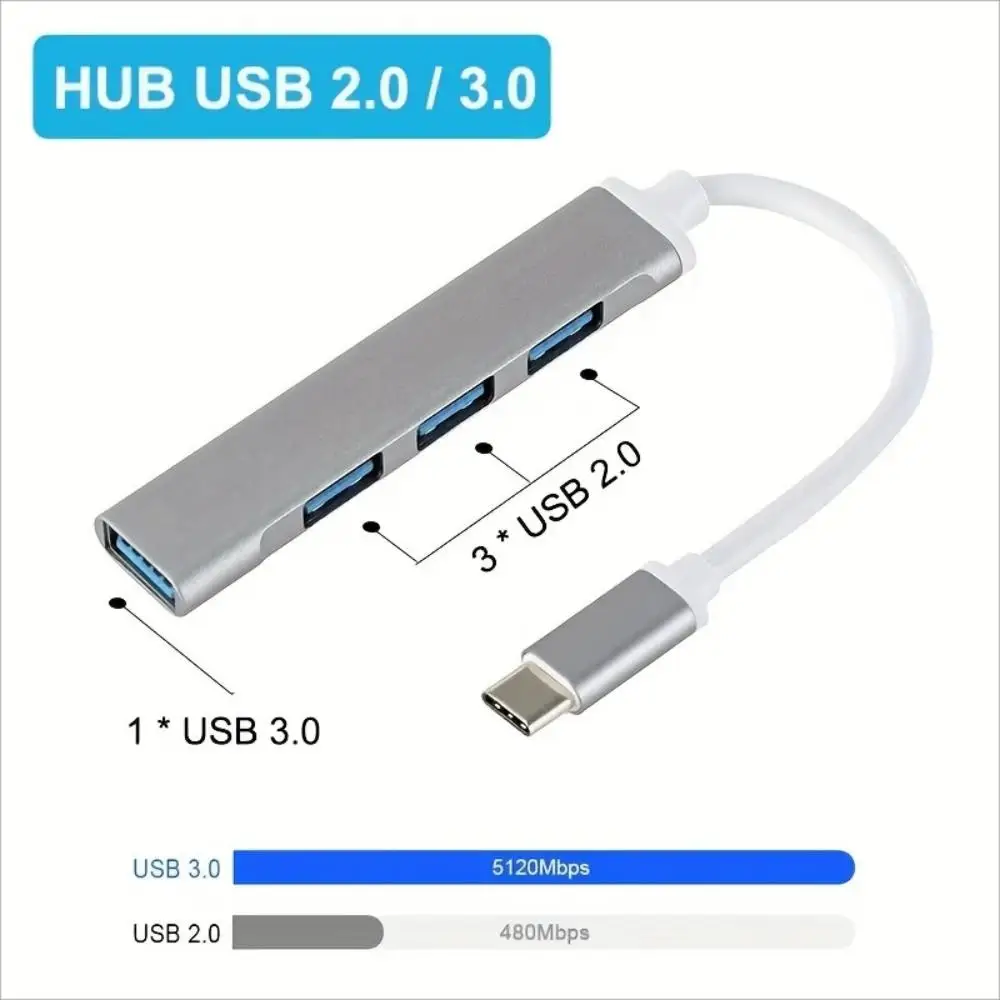 4-Port USB C Hub 3.0 Type C Extender Splitter Adapter OTG Docking Station for MacBook pro 13/15 Air PC Laptop - Phone Charging C
