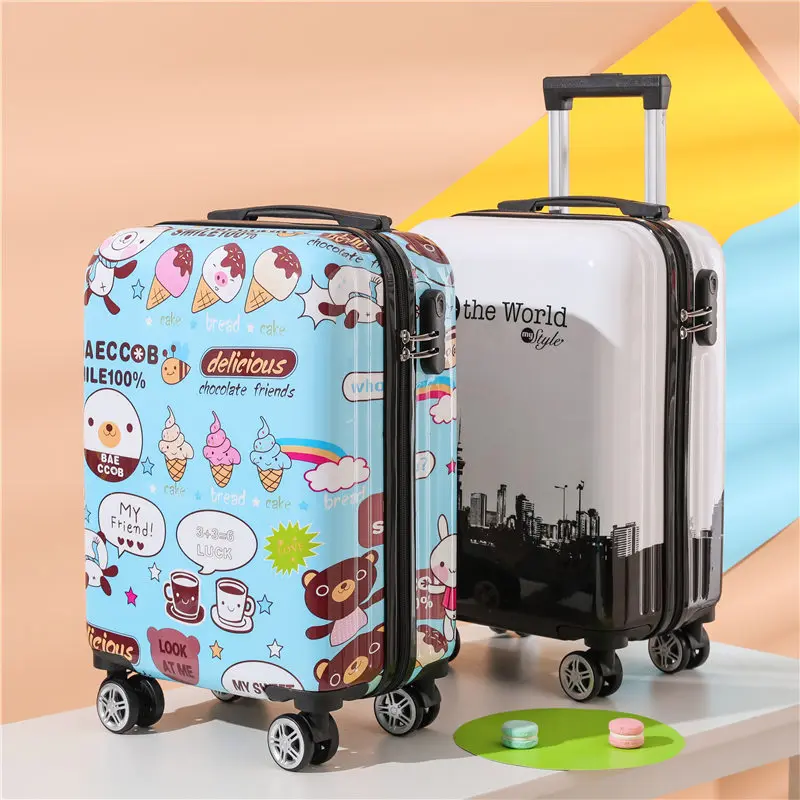 

Children's Travel Suitcase 20 Inch Password Lo Carton Cartoon Design Lage Bag ex Youth Faion Trend Polyester Interior