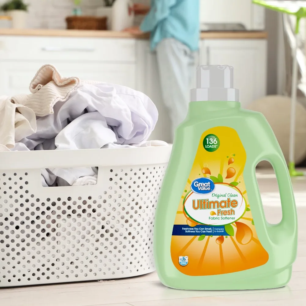 Great Value Ultimate Fresh Fabric Softener, Original Clean, 100 fl oz, 136 Loads, Compare to Gain®