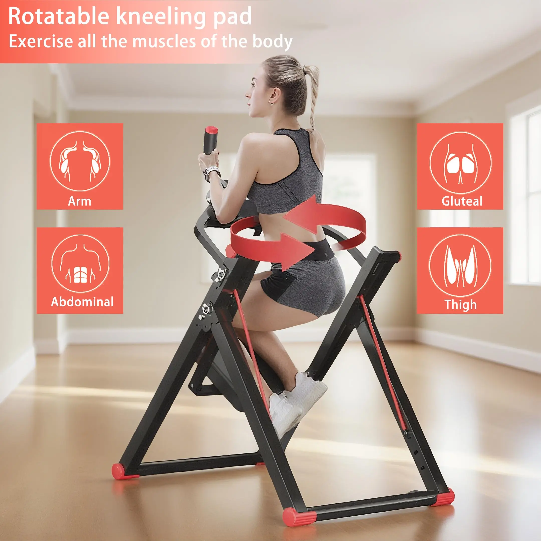 Silent Ab Machine, No-Track Design, Rotatable Waist Twister with Adjustable Resistance for Adults