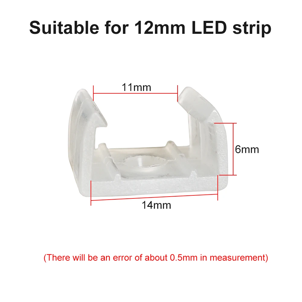 Faixa de LED Clipe Titular para Fixação, 6mm, 8mm, 12mm, 15mm, 220V, Luz Neon, COB, fivela de plástico, alta qualidade, acessórios, 2835