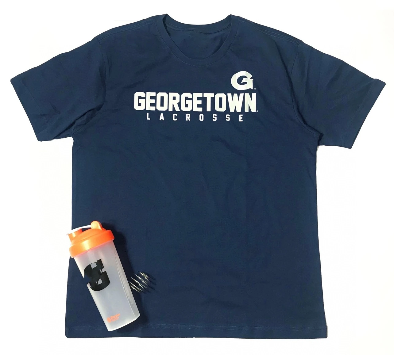 تي شيرت أمريكي فضفاض للرجال من جامعة NCAA جورج تاون لعام 2025 برقبة دائرية كاجوال سريع الجفاف للرماية والجري