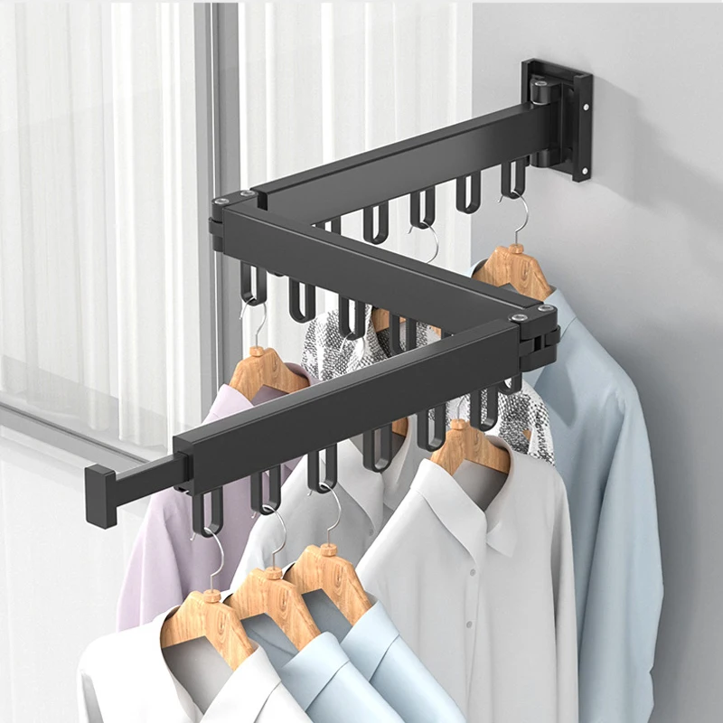 

Foldable Clothes Hanger Drying Racks Wall Mount Retractable Clothes Drying Rack Indoor Outdoor Balcony Home Laundry Clothesline