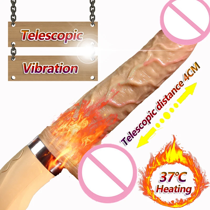 

Automatic Telescopic Heating Dildo Vibrator Sex Tools For Women Soft Realistic Penis G-spot Stimulate Female Masturbation Toys