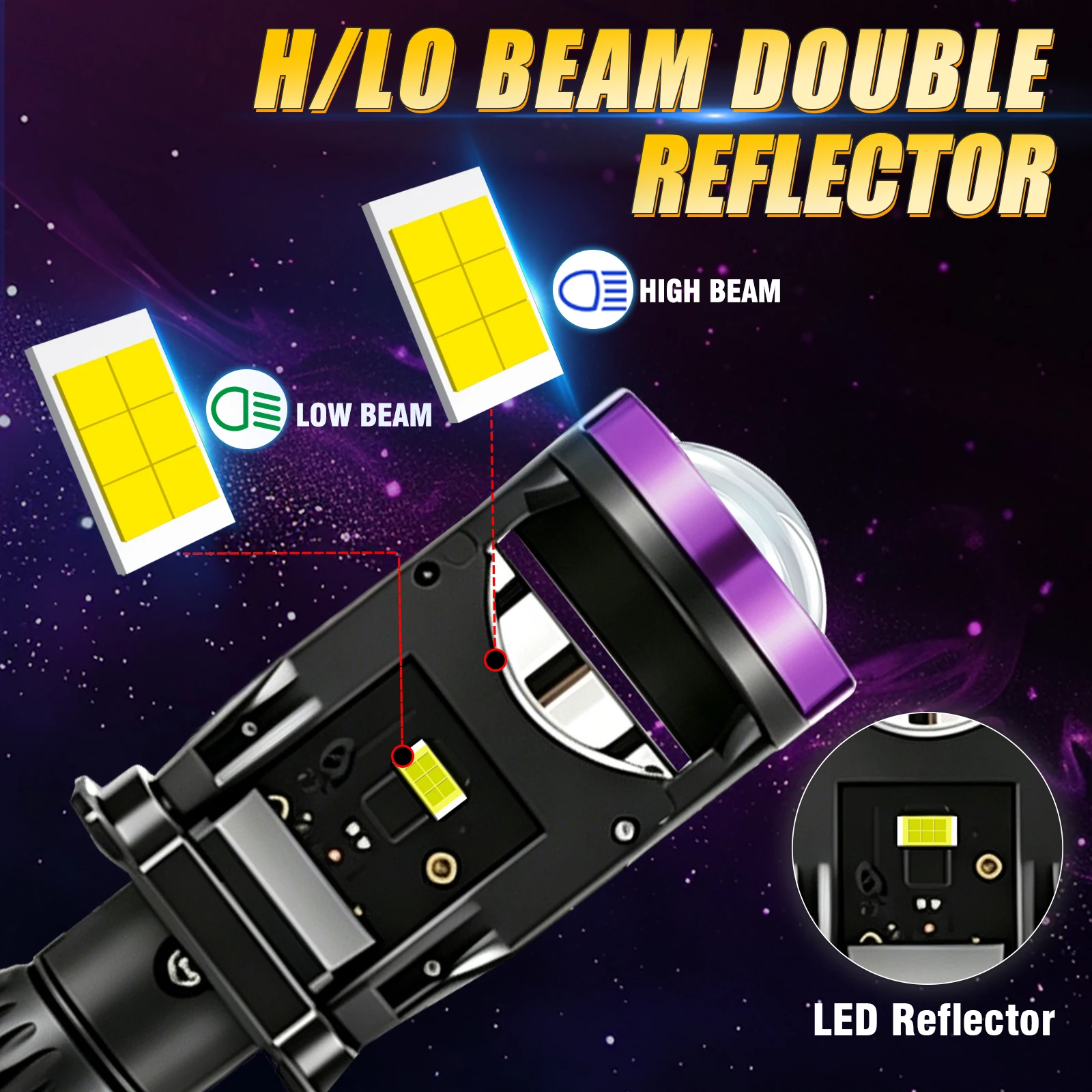 2pcs H4 LED Projector Mini Lens Auto 1PC H4 LED Headlight Bulbs Kit Conversion High Beam Low Beam 120W Turbo Fan Cars Motor Lamp