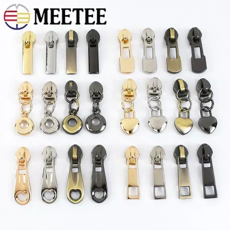 Meetee 10/20/50Pcs 3# Zipper Slider for Nylon Zip Tape Coil Zippers Puller Head Bag Clothes Zips Repair Kits Sewing Accessories