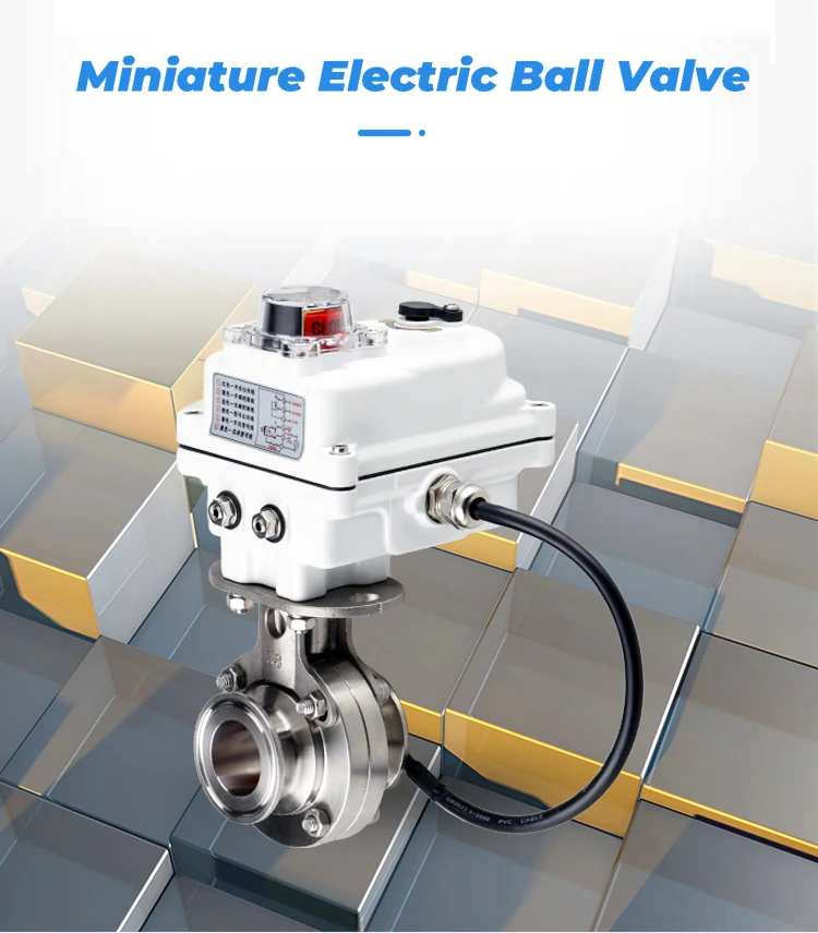 Detalle 1 de Electroválvula 19/25/32/38/51/76mm 304Stainless Steel Electric Butterfly Valve Sanitary Motorized Clamp-Type Butterfly Valve 220VAC Mini Motor Agua y vapor