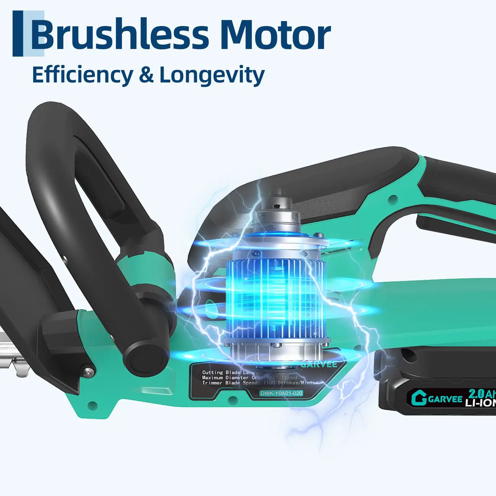 Wireless Hedge Trimmer 22 Inch Lightweight 20V Electric Bush Shrub Cutter Dual Action Blade Brushless Motor 2X20Ah Rechargeable Batteries Ideal For Garden Lawn Trimming