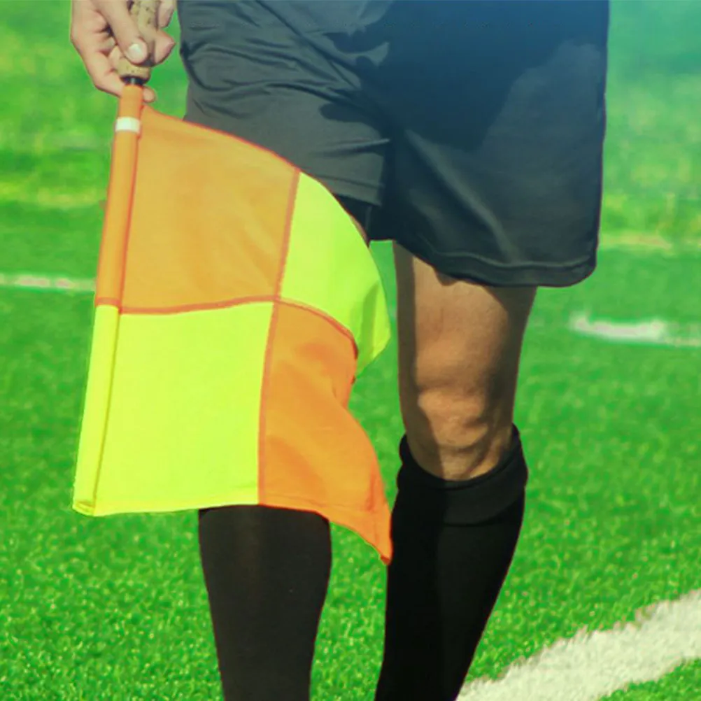 2Pcs Warning Referee Flags Competition Signal Flags Stainless Steel Handle Spongy Grip Light Weight for Traffic Direction Soccer view 3