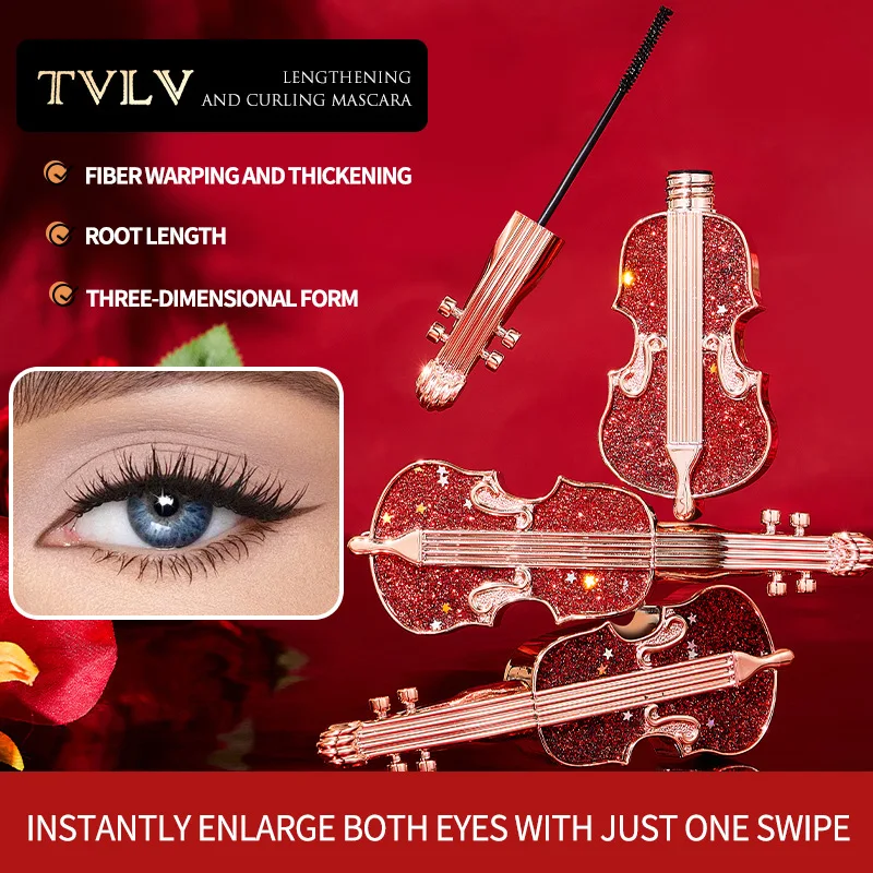 4D Mascara Natuurlijke Dikke Verlenging Viool Oog Zwarte Wimper Mascara Blijvende Mascara Eyeliner Waterdicht Dikke Lange Krullend