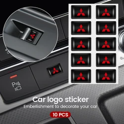 10 Uds. Pegatinas 3D epoxi para Interior de coche, calcomanías decorativas, accesorios de estilo para Mitsubishi Outlander I200 Pajero Eclipse ASX