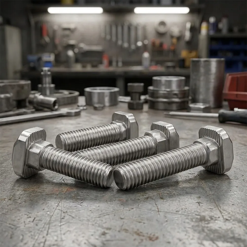 Nickel Plated Hardware M5 T-Slot Bolts Carbon Steel Construction Deep Spiral Threads Nickel Plated T-Slot Bolts T-Slot Bolt