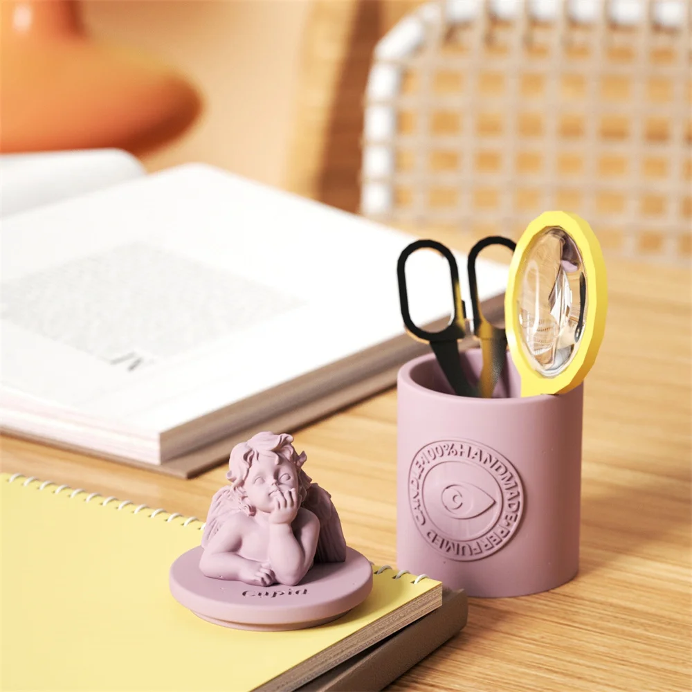 Greek Sculpture Candle Jar Silicone Molds for Cement DIY Concrete Candle Vessel Mould with Lid Home Decoration Tools