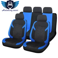 AUTOKING Universal Diamond Lattice Polyester Blue 4pcs/9pcs Racing Car Seat Covers Set Seat Protector Accessories Interior