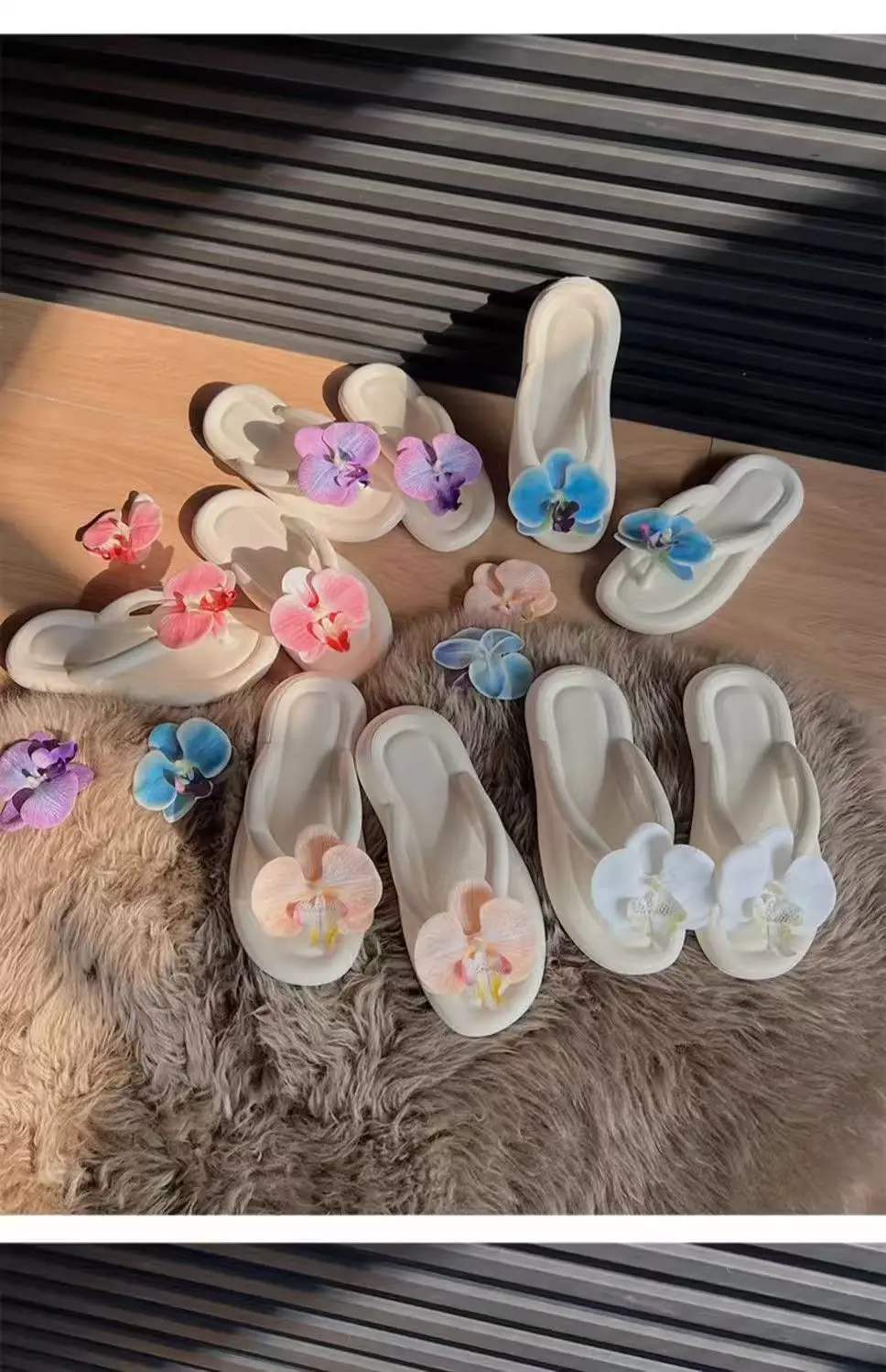 2026 Süße Sommer-Schmetterlingsorchideen-Slipper Elegante Damen-Sandalen für den Strand Rutschfeste Urlaubs-Damenschuhe Strand-Flip-Flops – Detail 4