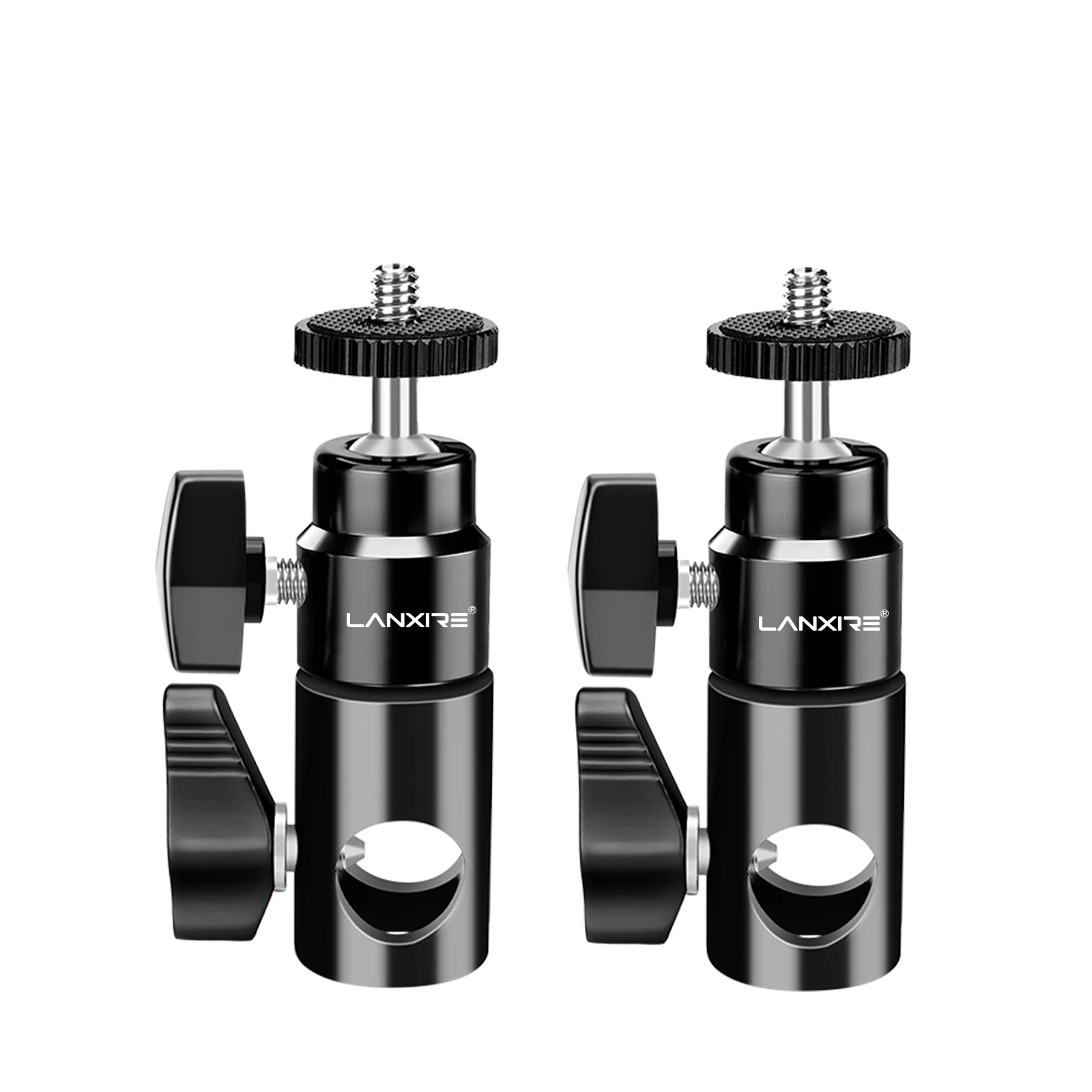 Lanxire 16mm Lampstatief Mount Adapter, Mini Balhoofd Converter met 1/4" Schroef voor Camera, Monitor, Ringlicht en C-Stand Giekarm voor Studio