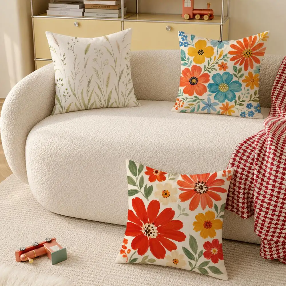 Fresh Cottage Floral Pattern Cushion Cover Pillow Cover Decorative Throw Couch Home Decor for Living Room Sofa