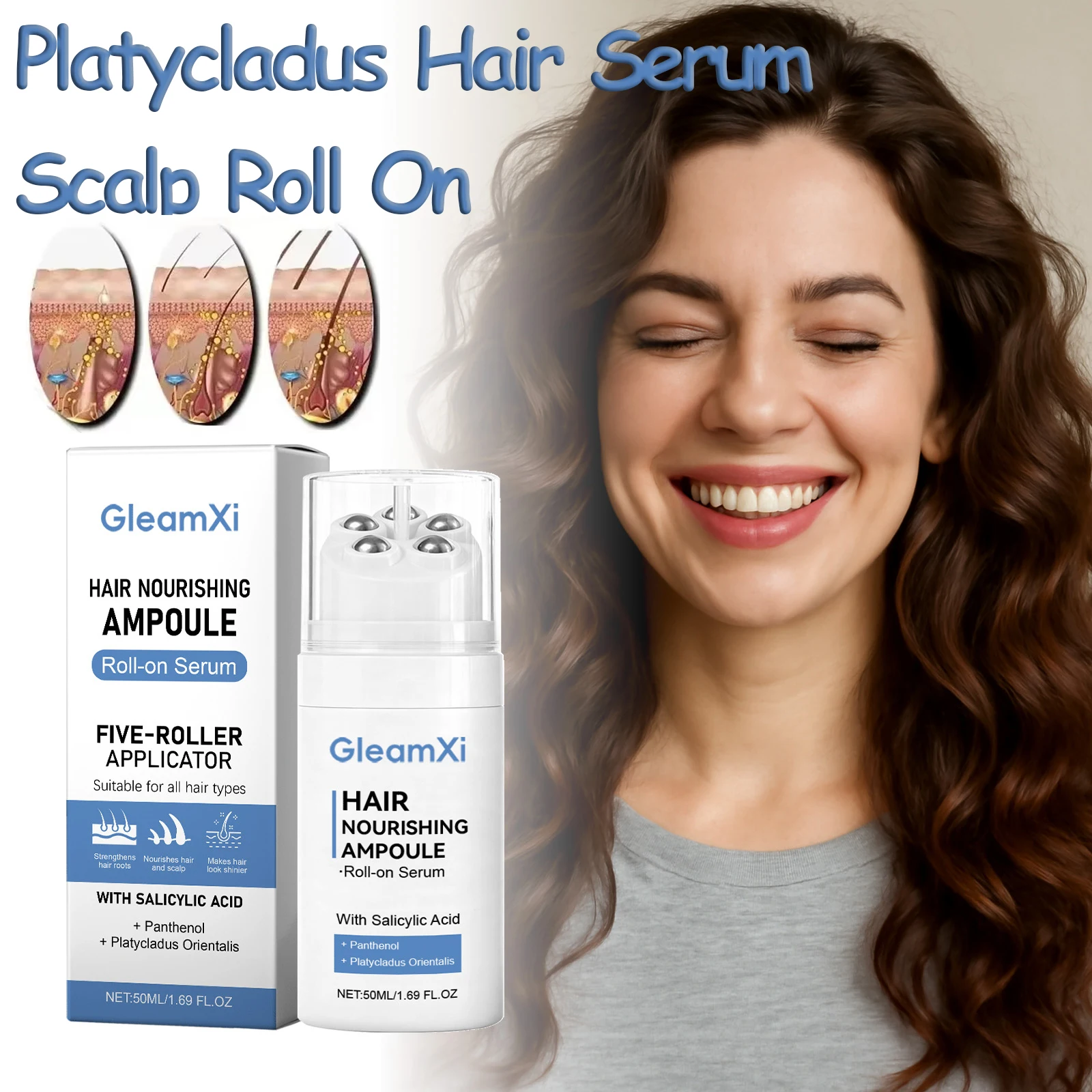 Platycladus Hair Nourishing Serum Roll-on Increase Hair Density Improves Scalp Health Reduce Breakage Hair Smooth Care Ampoule