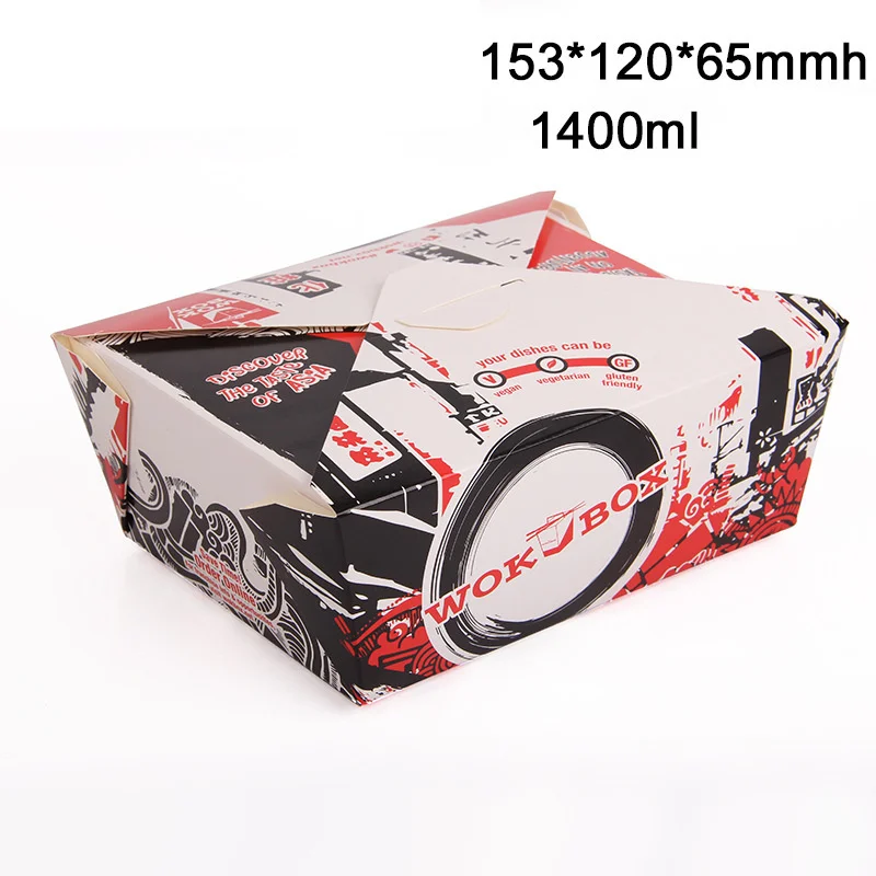 Disposable printed instant noodles pasta square bottom packing box, portable noodle cup