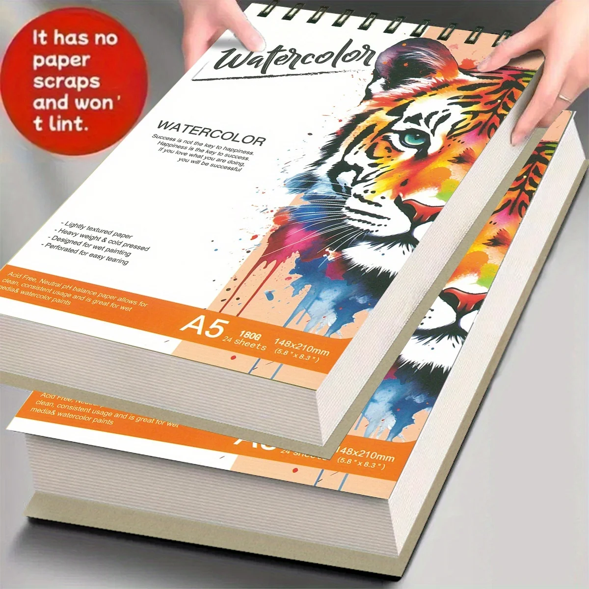 A5 Plus Size Spiral Bound Watercolor Sketchbook, Thick Paper Ink-proof Lay Flat Design, Ideal for Art  Painting & Holiday Gifts