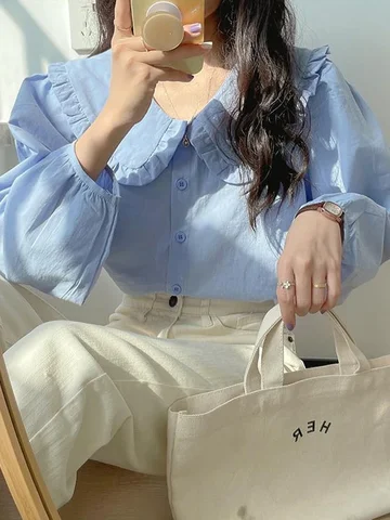 Женская рубашка FYCOOKY, полиэстер, сладкий стиль