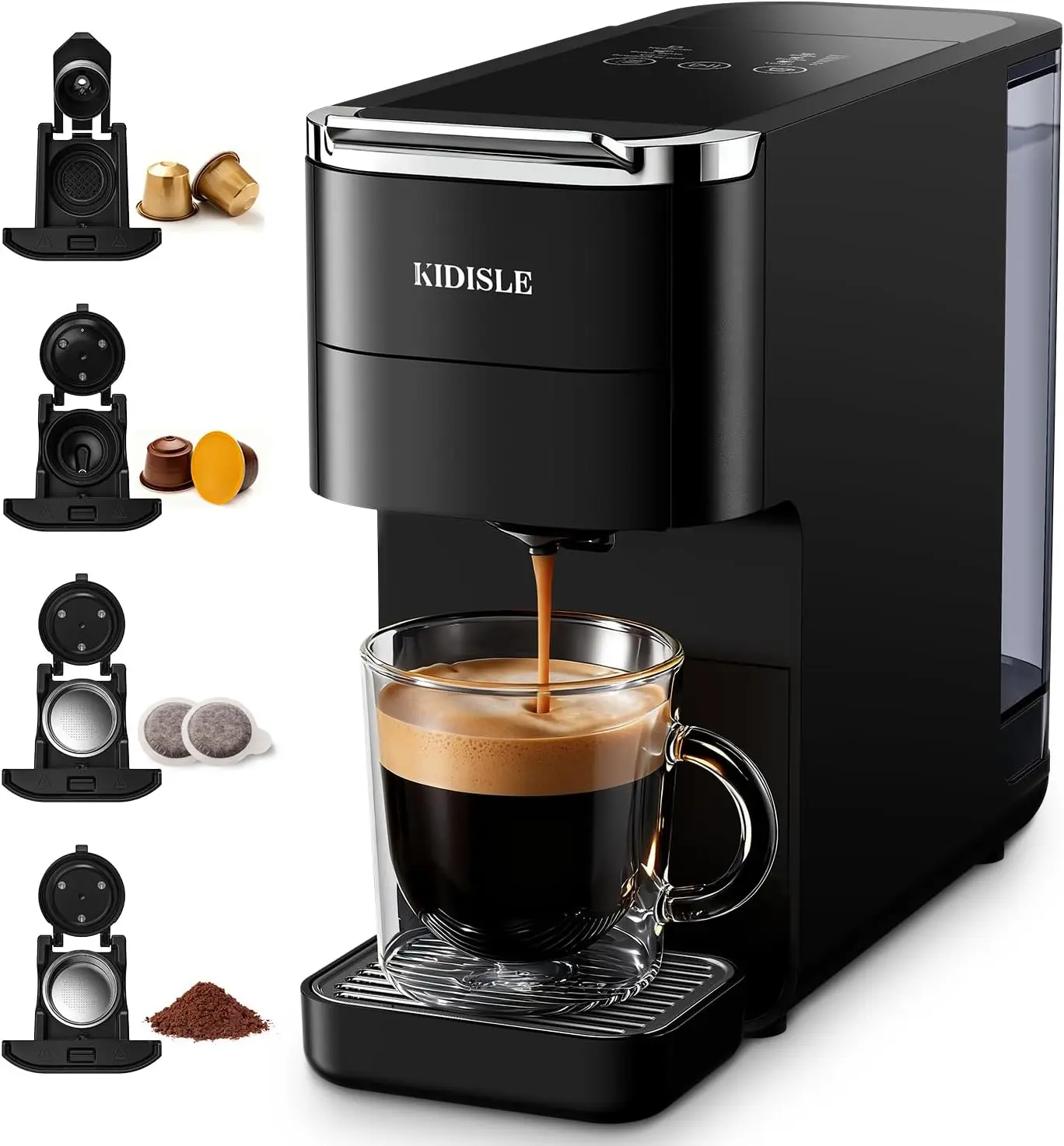 

Кофемашина для эспрессо на 20 бар, совместимая с капсулами Nespresso и Dolce Gusto, молотым кофе и ESE-подами, резервуар 47,3 унции, приготовление в одно касание