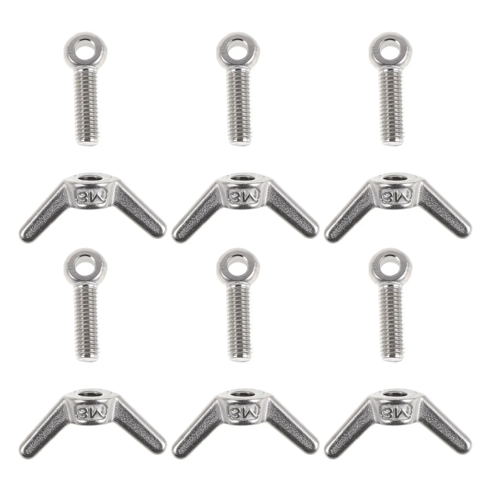 

6Pcs M6x20mm Stainless Steel Butterfly Bolts Wing Nut Bolt Set Fish Eye Thumb Screws for DIY Furniture Machinery Electronic