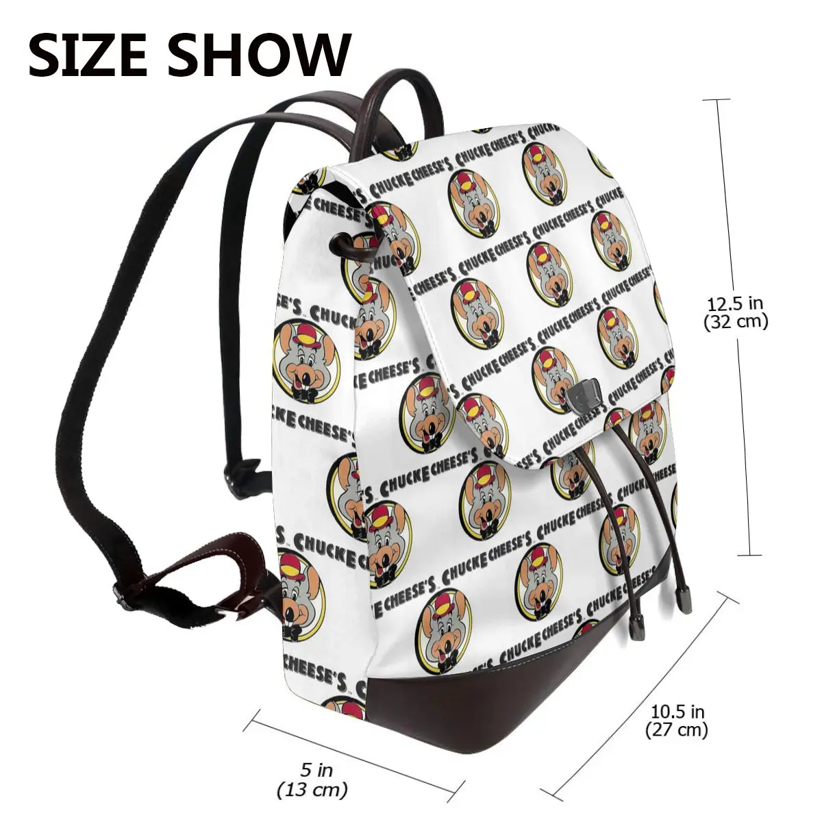 Chuck E Cheeses Pizza Time Theater Bookbag School Student Bags Hiking Travel Daypack for Women Fashion Derma Backpack