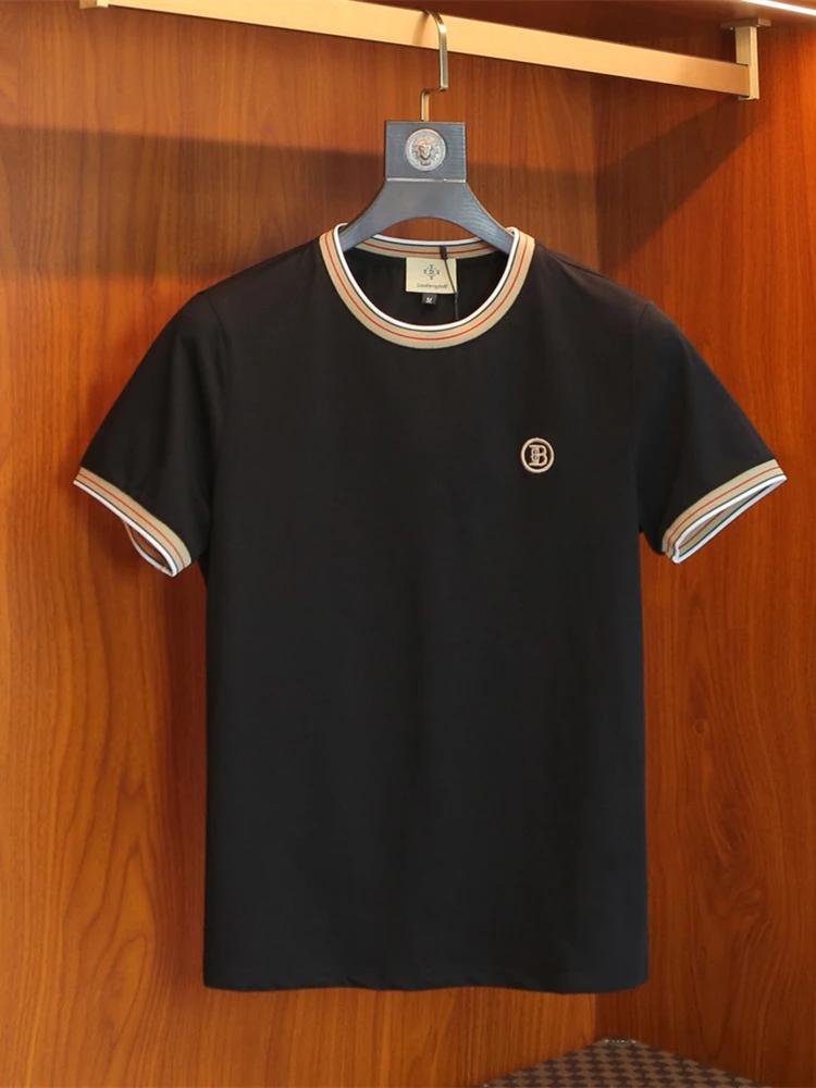 

Мужская футболка из хлопкового пике с вышитыми буквами в стиле Eurostyle, приталенная, с коротким рукавом, повседневная, модная, в городском стиле, летний топ