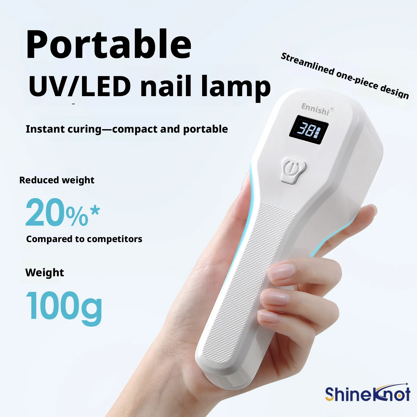 SHINEKNOT Handheld LED Nail Lamp Compact Portable Rechargeable Quick-Dry Rapid-Curing UV Gel Lamp Nail Tip Curing Lamp Manicure