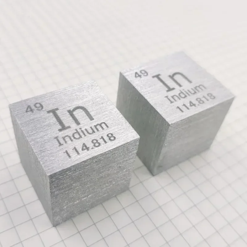 25.4mm Indium Metal Cube for Element Collection Hobbies Desktop Ornament Home Decoration Exhibition