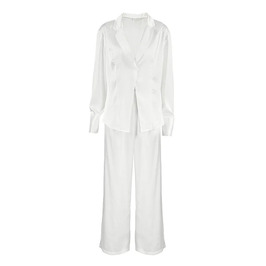 

2025 Summer New V-neck Long Sleeved Top, Wide Leg Pants Two-piece Set for Women, Fashionable, Personalized and Comfortable