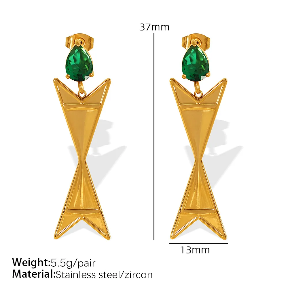 PRISCA | Geometric Earrings for Women Stainless Steel Inlaid Zircon Exaggerated Punk Jewelry Street Style New