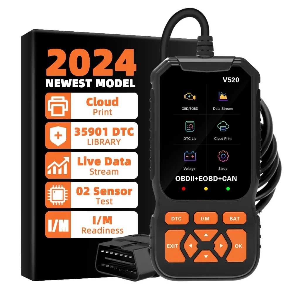 OBD2 Scanner Live Data Professional Mechanic OBDII Diagnostic Code Reader Tool Check Engine Light Cloud Printing Daul UI Mode Ne