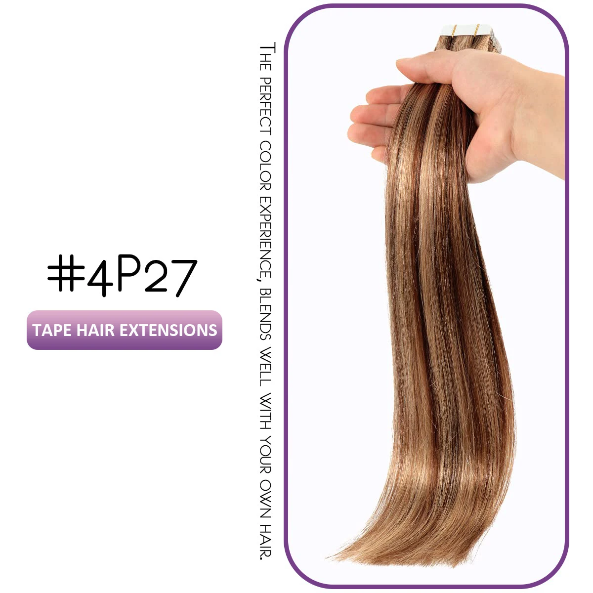 Tape In Hair Extensions Color Dark Brown #4 Highlight Blonde Tape In Hair Extensions Real Human Hair Extensions Silky Straight